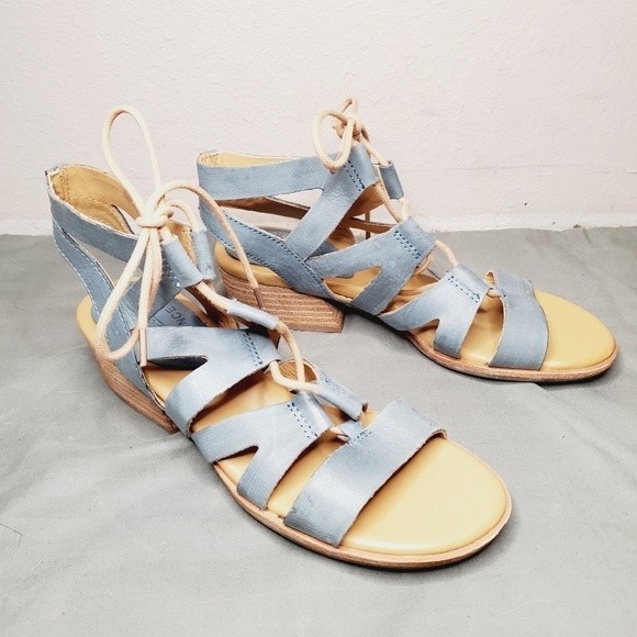 Kork-Ease Light Blue Skyway Leather  Strappy Chris cross Sandal shoes - Picture 10 of 12